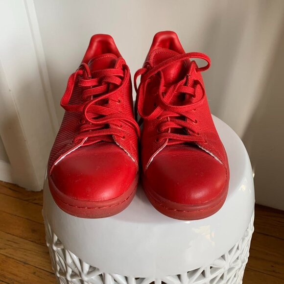 Red men’s Classic leather Adidas Stan Smiths Adicolor - Picture 1 of 7